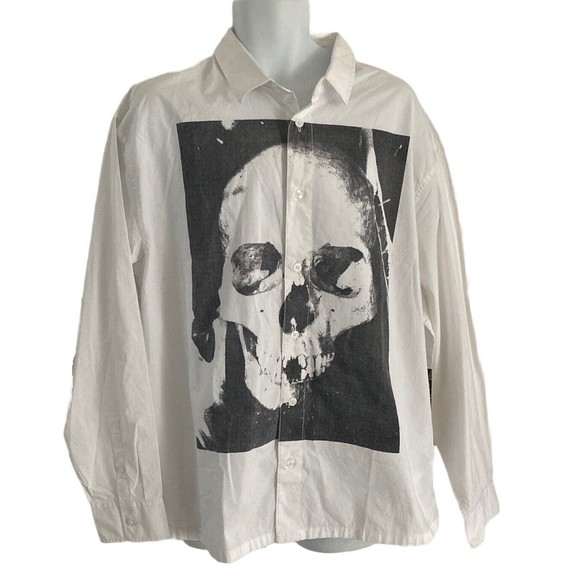 VANS Other - Vans Shirt Men's Large New Edgar Woven White Long Sleeve Skull